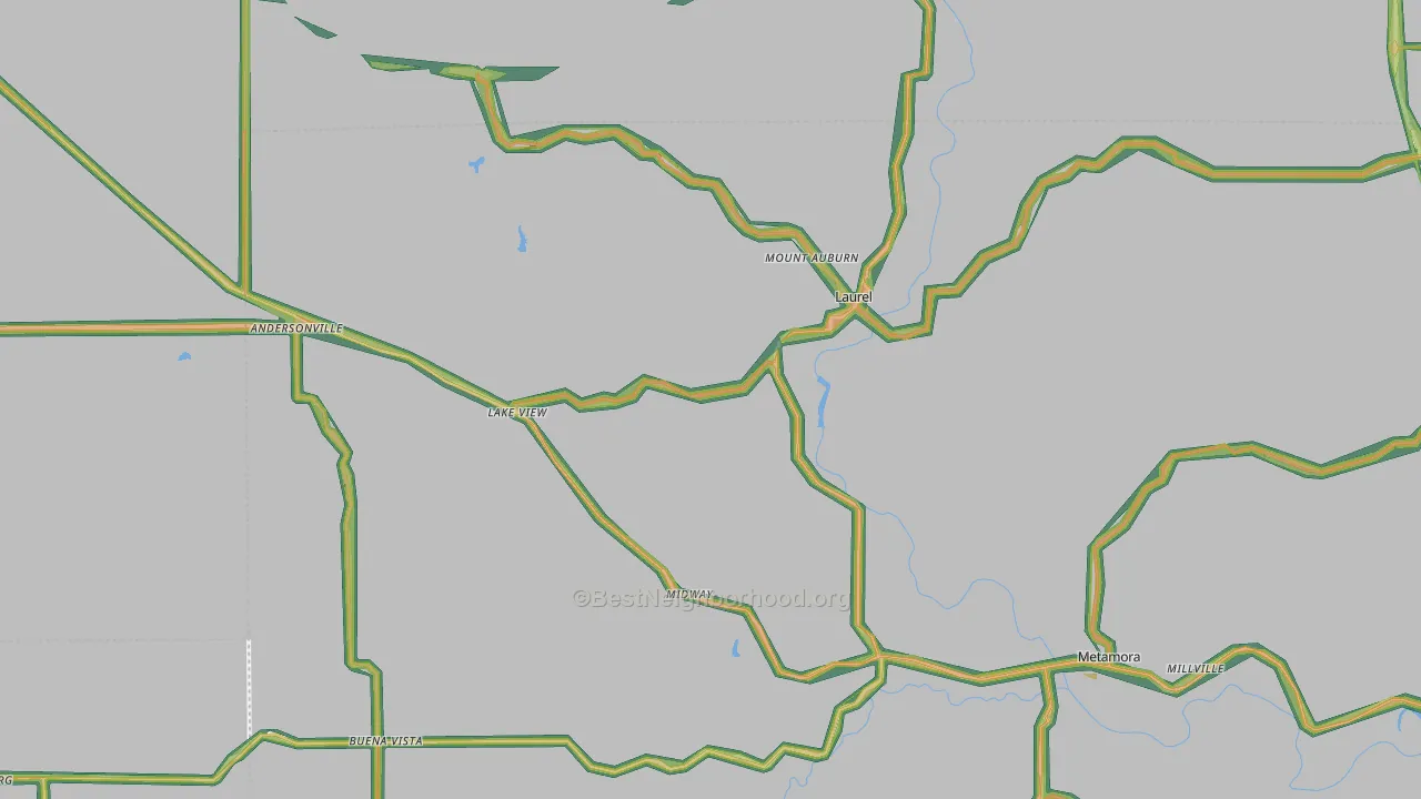 Laurel, IN Map of Noise Levels in Laurel