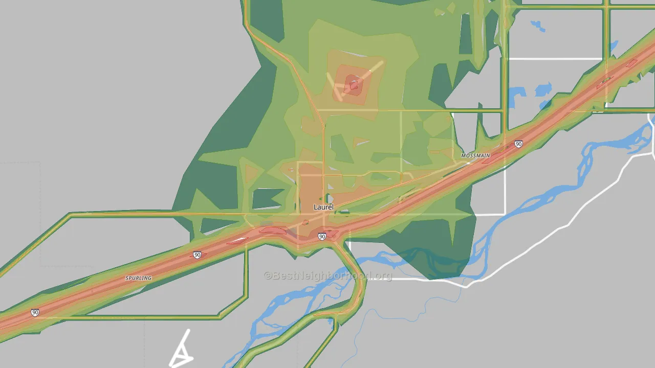 Laurel, MT Map of Noise Levels in Laurel