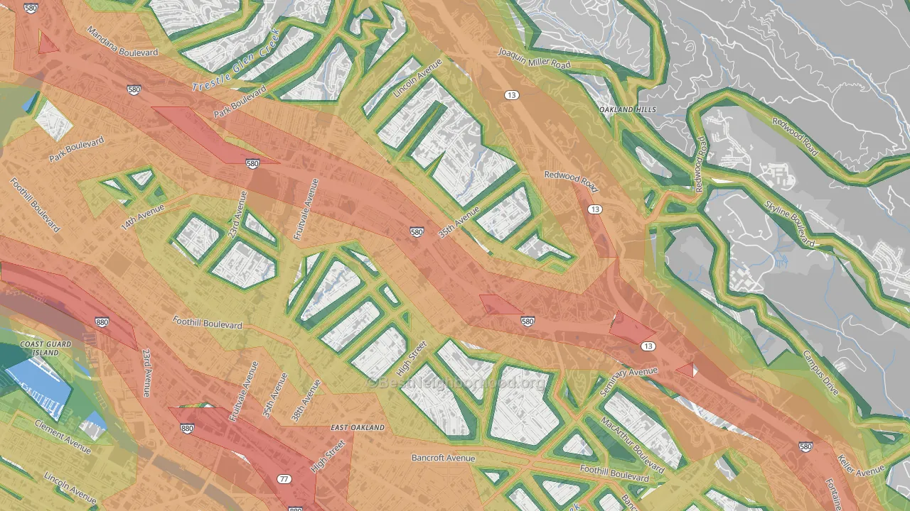 Laurel, Oakland, CA Map of Noise Levels in Laurel