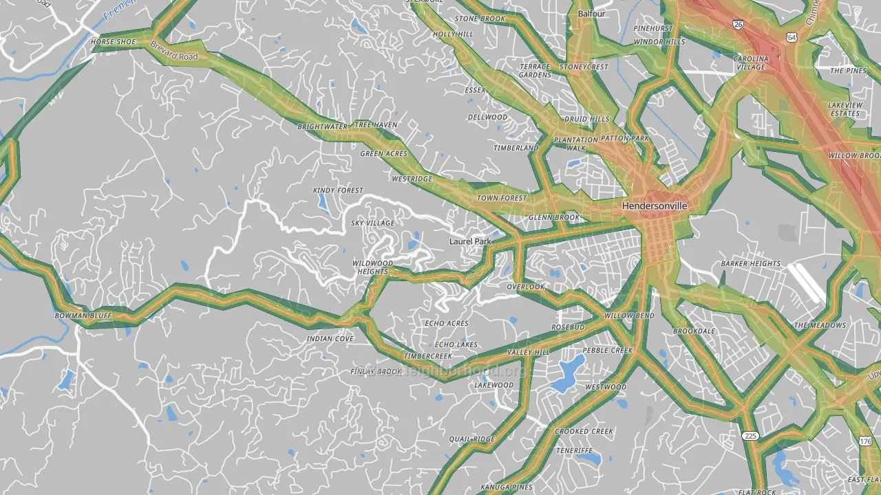Laurel Park, NC Map of Noise Levels in Laurel Park