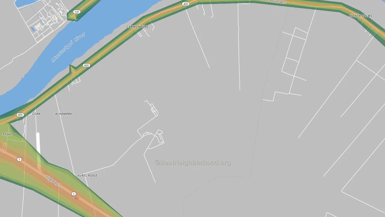Laurel Ridge, LA Map of Noise Levels in Laurel Ridge