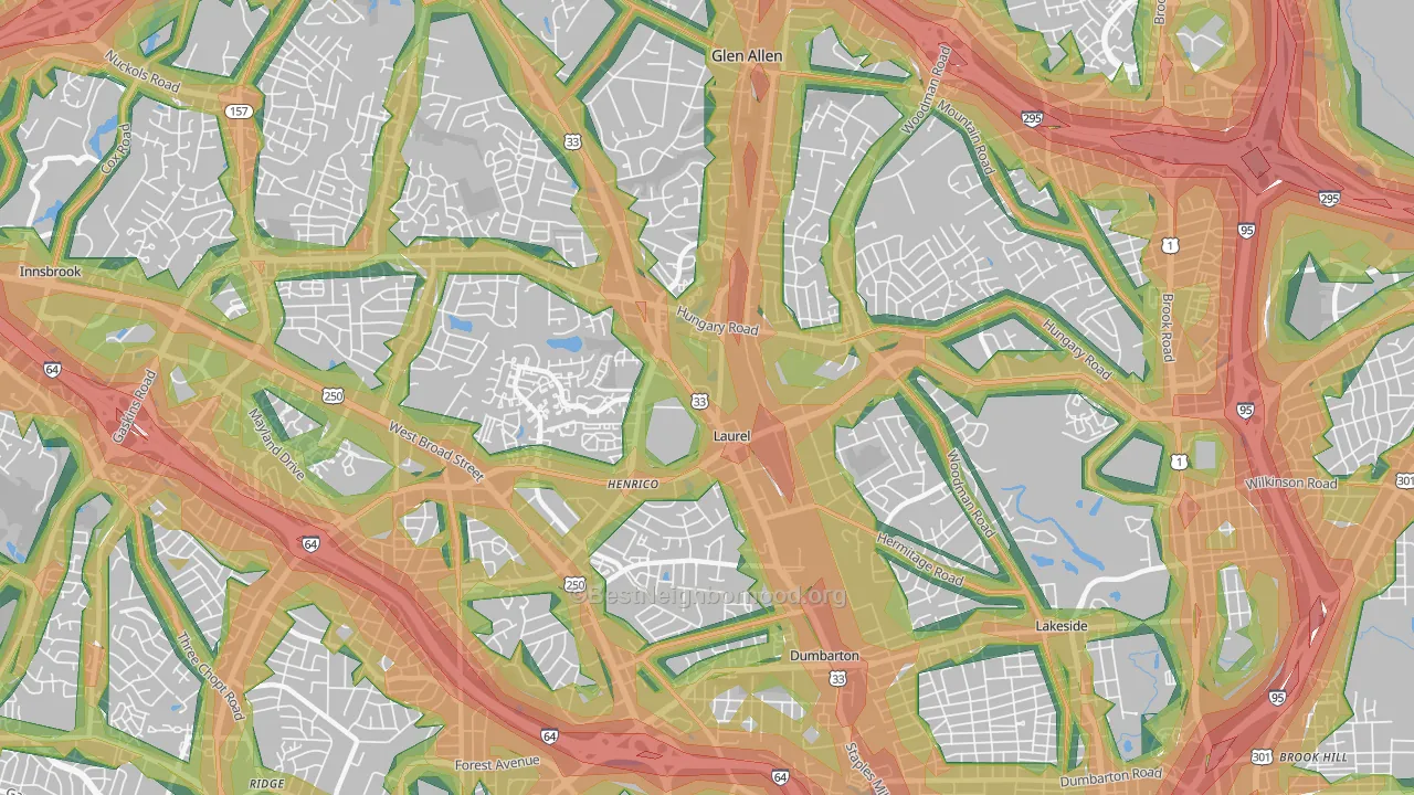 Laurel, VA Map of Noise Levels in Laurel