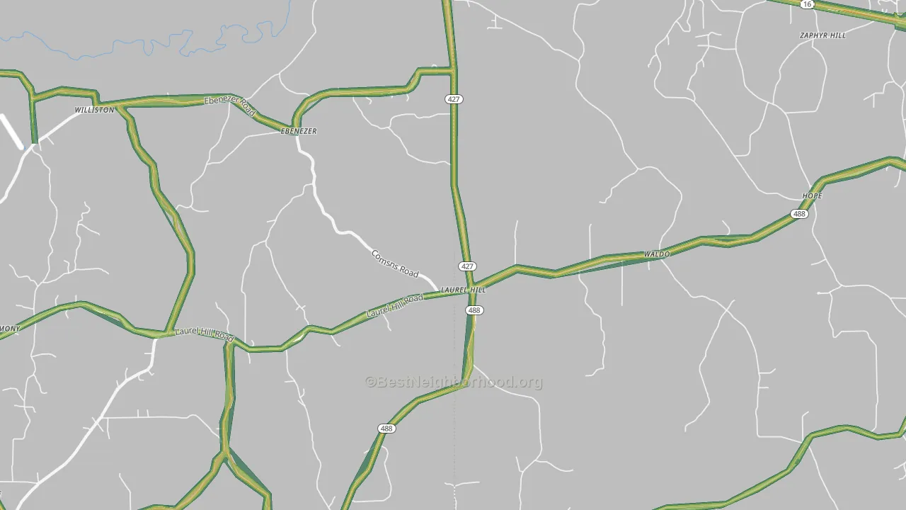 Laurelhill, MS Map of Noise Levels in Laurelhill