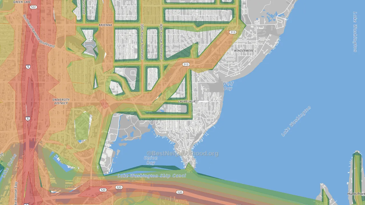 Laurelhurst, Seattle, WA Map of Noise Levels in Laurelhurst