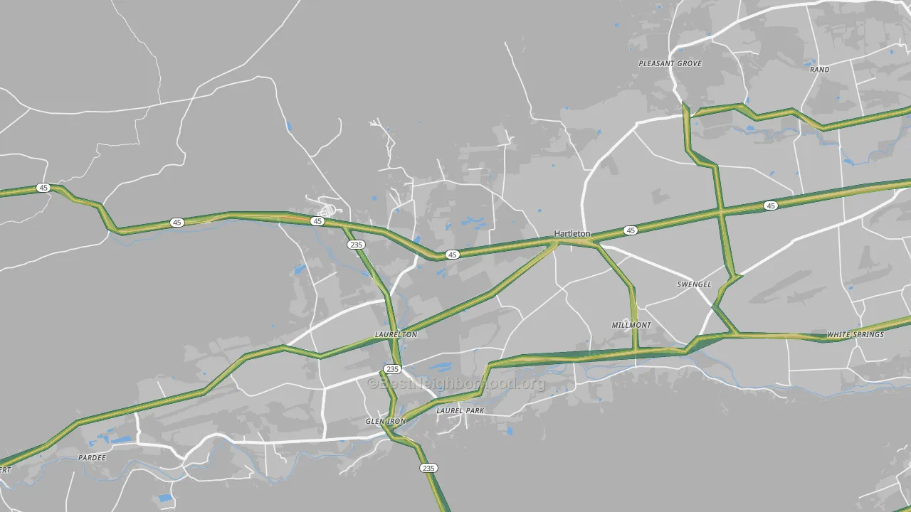 Laurelton, PA Map of Noise Levels in Laurelton