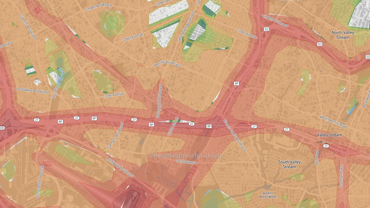Laurelton, Queens, NY Map of Noise Levels in Laurelton
