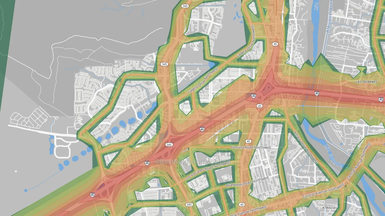 Laurelwood, Albuquerque, NM Map of Noise Levels in Laurelwood