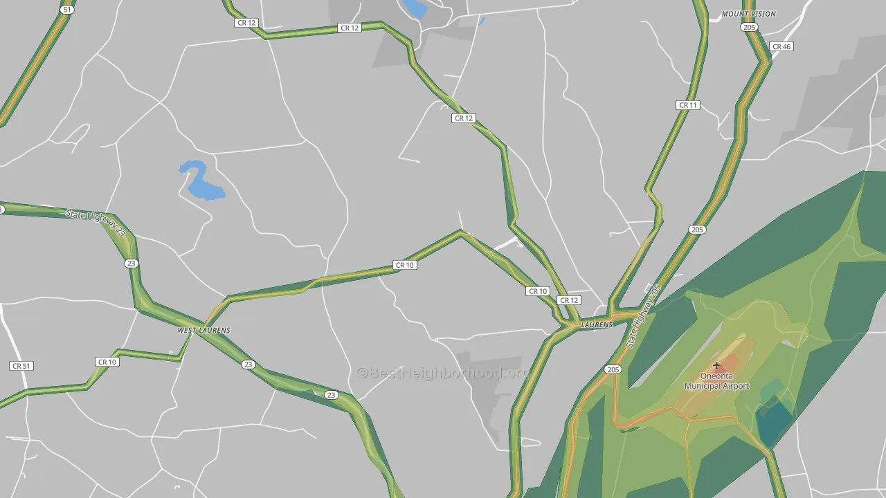 Laurens, NY Map of Noise Levels in Laurens