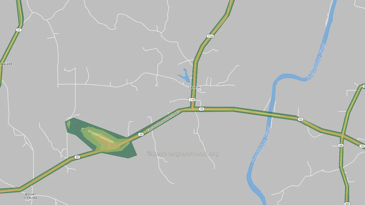 Lavaca, AL Map of Noise Levels in Lavaca