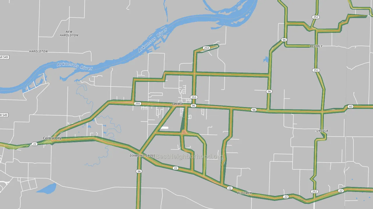 Lavaca, AR Map of Noise Levels in Lavaca