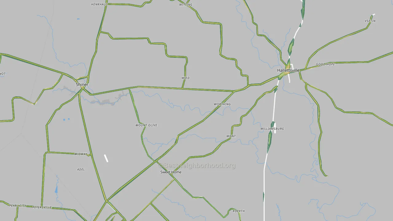 Lavaca County, TX Map of Noise Levels in Lavaca County