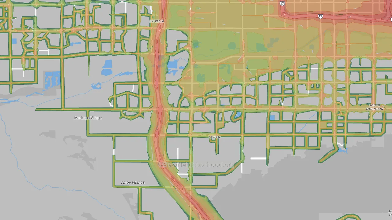 Laveen, AZ Map of Noise Levels in Laveen
