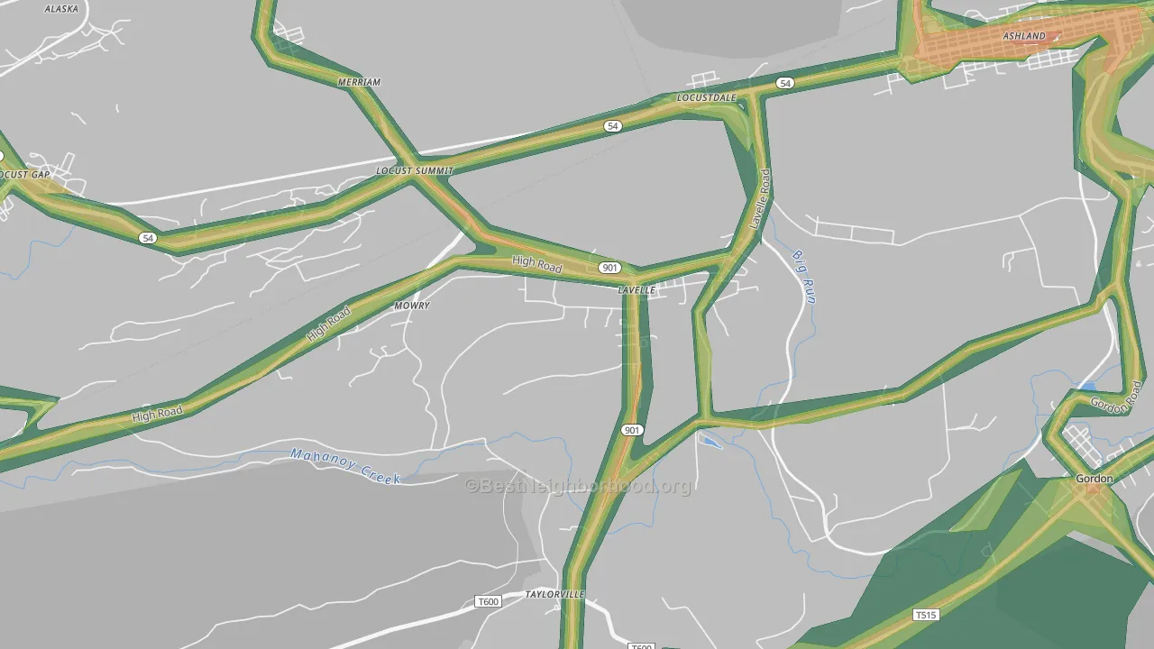 Lavelle, PA Map of Noise Levels in Lavelle