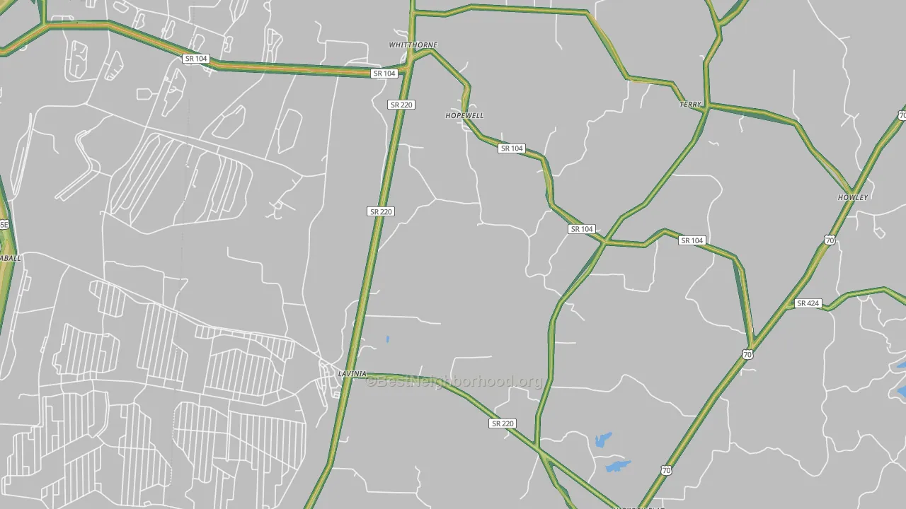 Lavinia, TN Map of Noise Levels in Lavinia