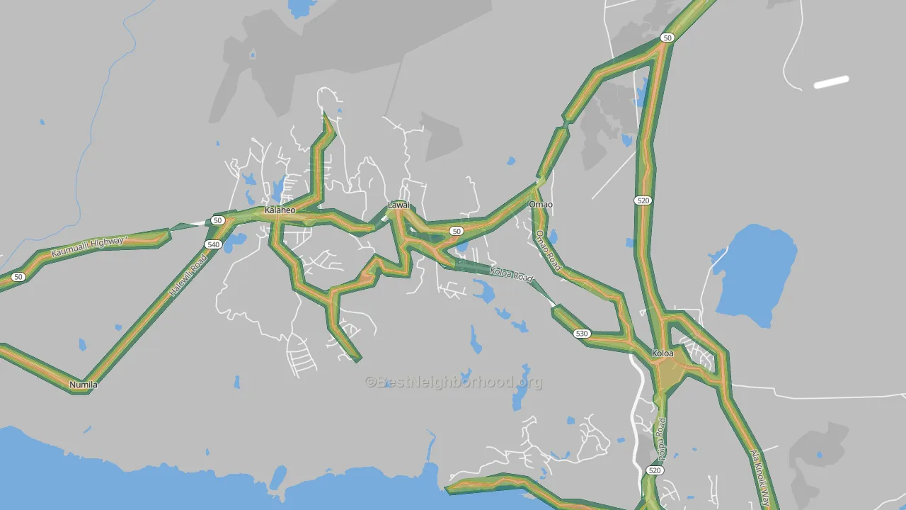 Lawai, HI Map of Noise Levels in Lawai