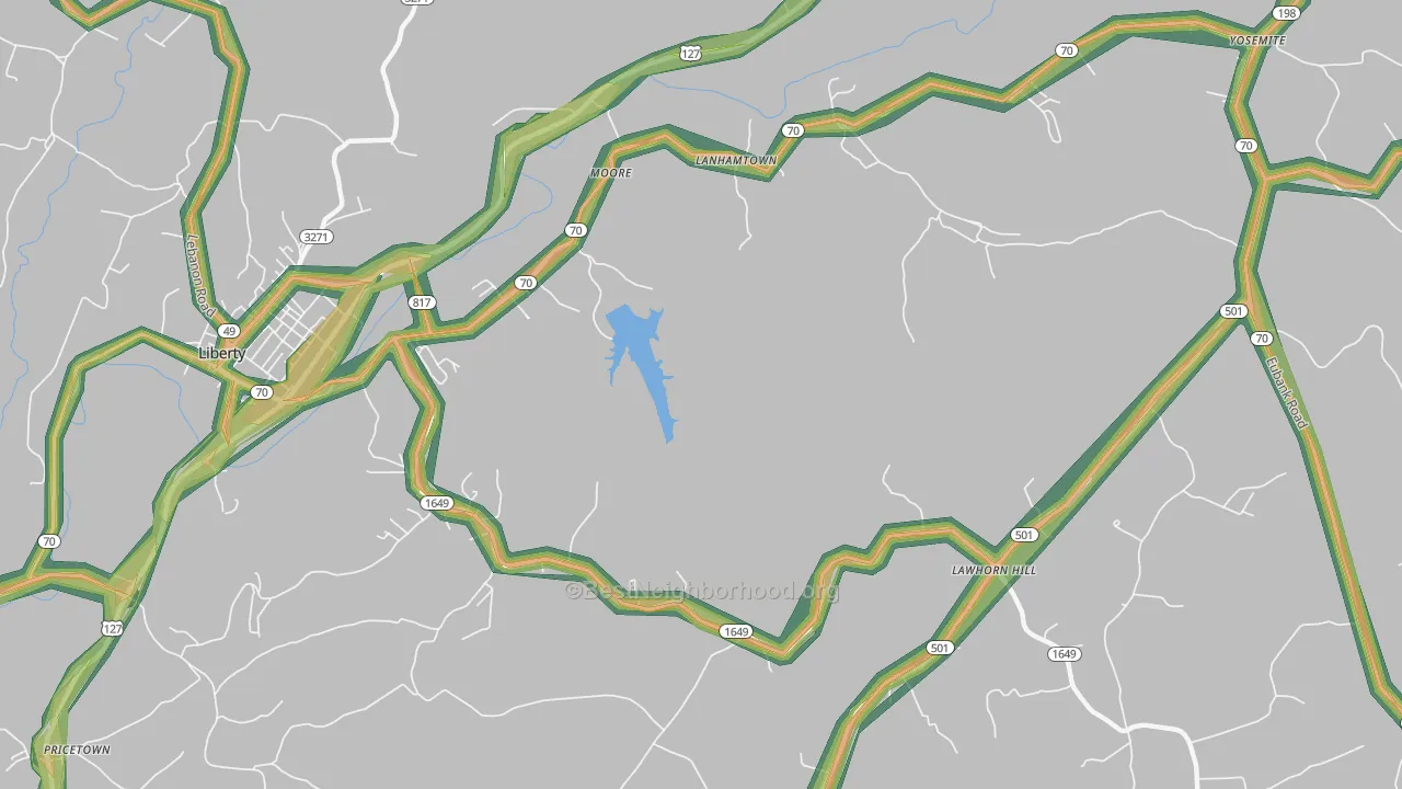 Lawhorn Hill, KY Map of Noise Levels in Lawhorn Hill