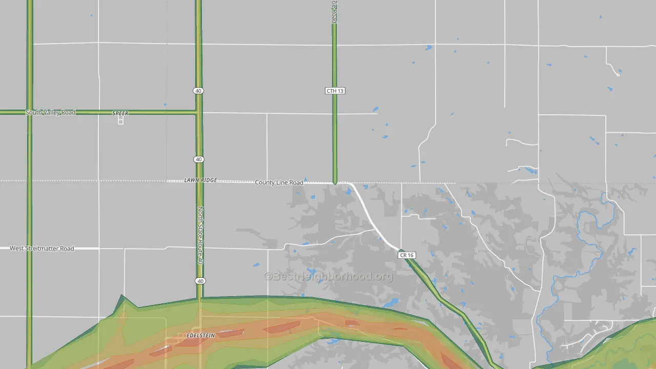 Lawn Ridge, IL Map of Noise Levels in Lawn Ridge
