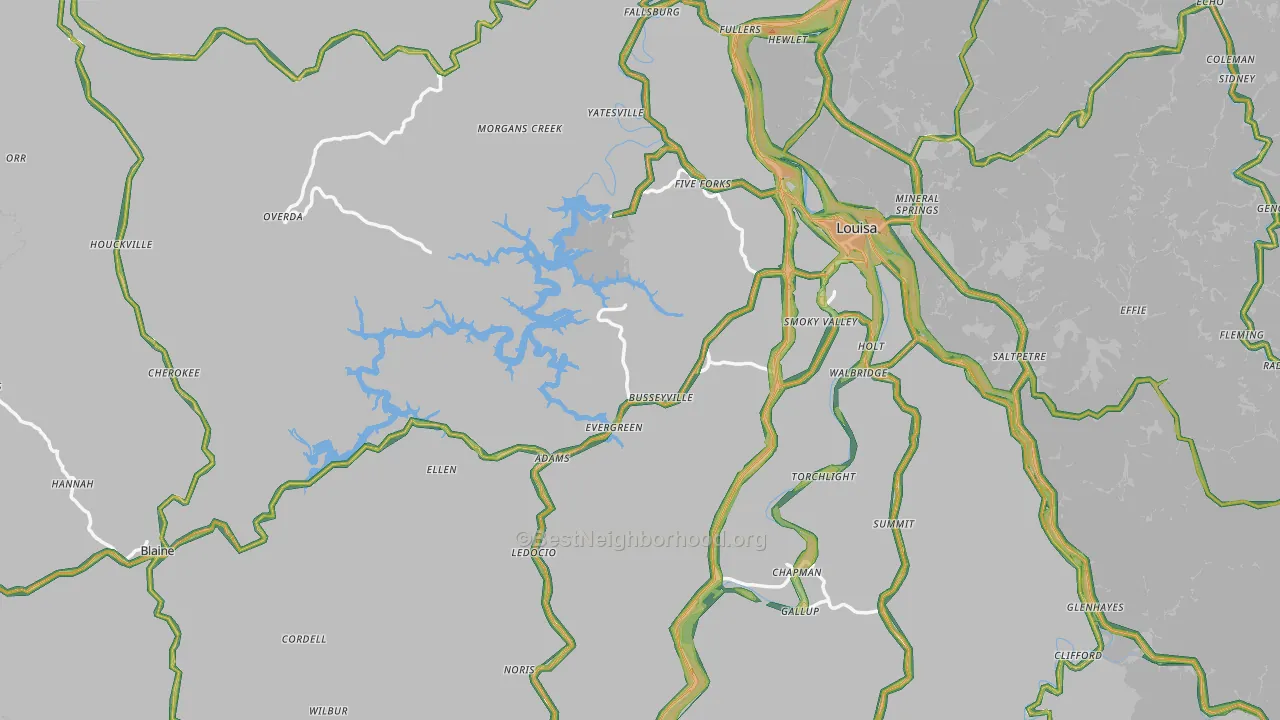Lawrence County, KY Map of Noise Levels in Lawrence County