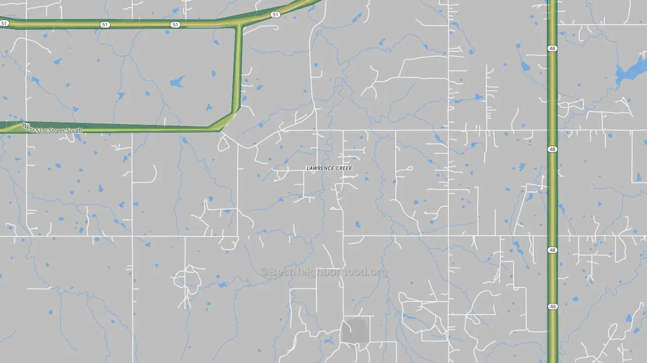 Lawrence Creek, OK Map of Noise Levels in Lawrence Creek