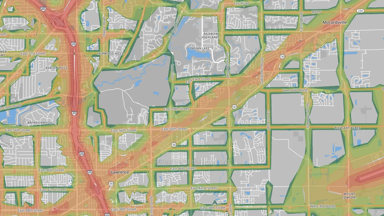 Lawrence, IN Map of Noise Levels in Lawrence