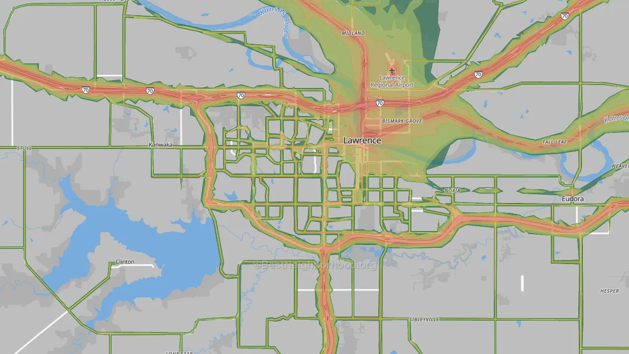Lawrence, KS Map of Noise Levels in Lawrence
