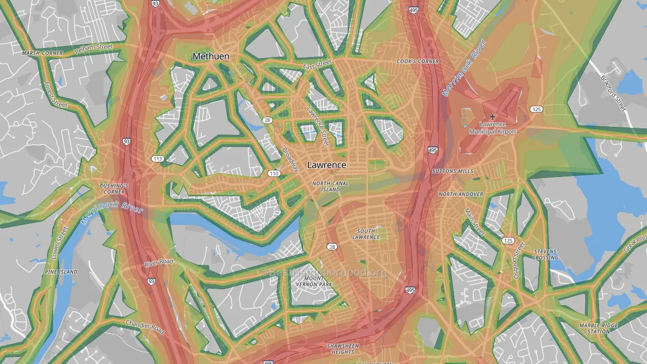 Lawrence, MA Map of Noise Levels in Lawrence