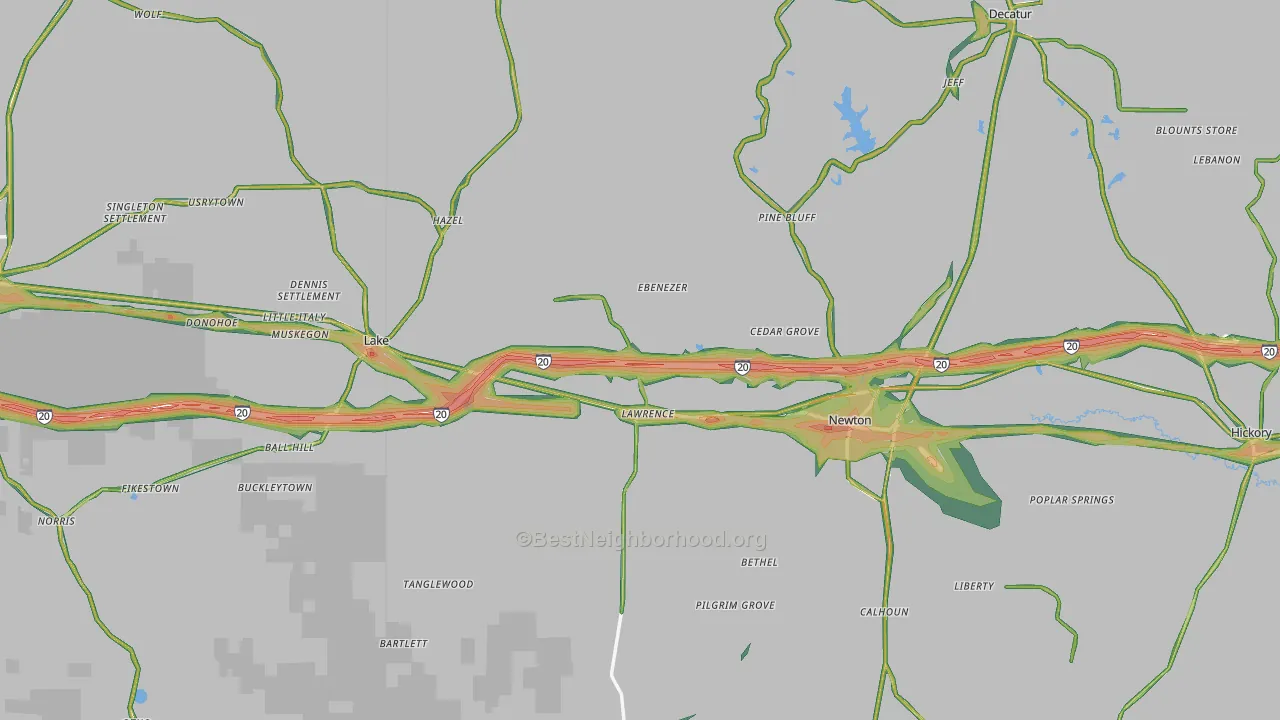 Lawrence, MS Map of Noise Levels in Lawrence