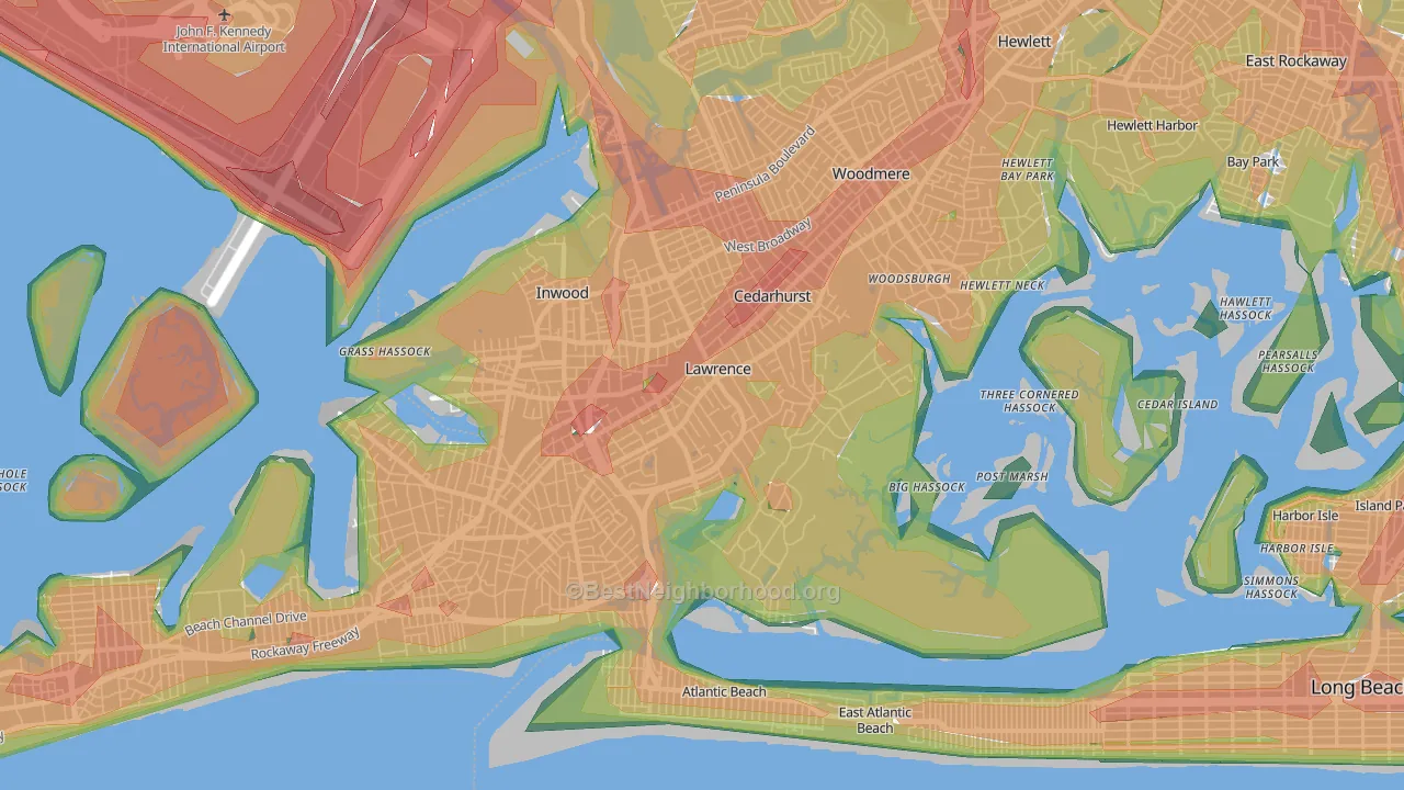 Lawrence, NY Map of Noise Levels in Lawrence