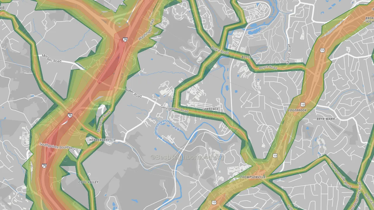 Lawrence, PA Map of Noise Levels in Lawrence