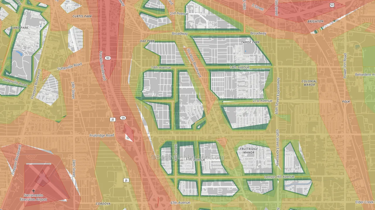Lawrence Park, Sacramento, CA Map of Noise Levels in Lawrence Park