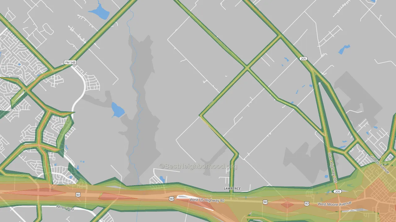 Lawrence, TX Map of Noise Levels in Lawrence