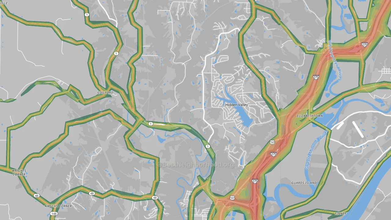 Lawrenceburg, IN Map of Noise Levels in Lawrenceburg