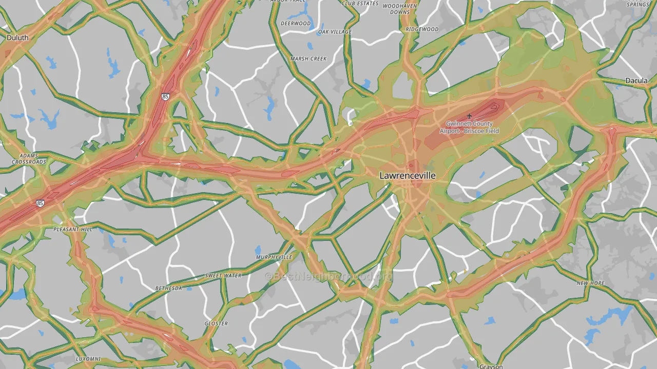 Lawrenceville, GA Map of Noise Levels in Lawrenceville
