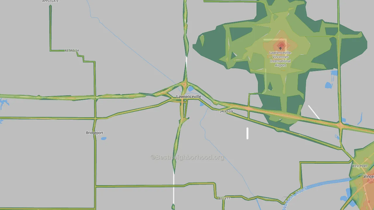 Lawrenceville, IL Map of Noise Levels in Lawrenceville