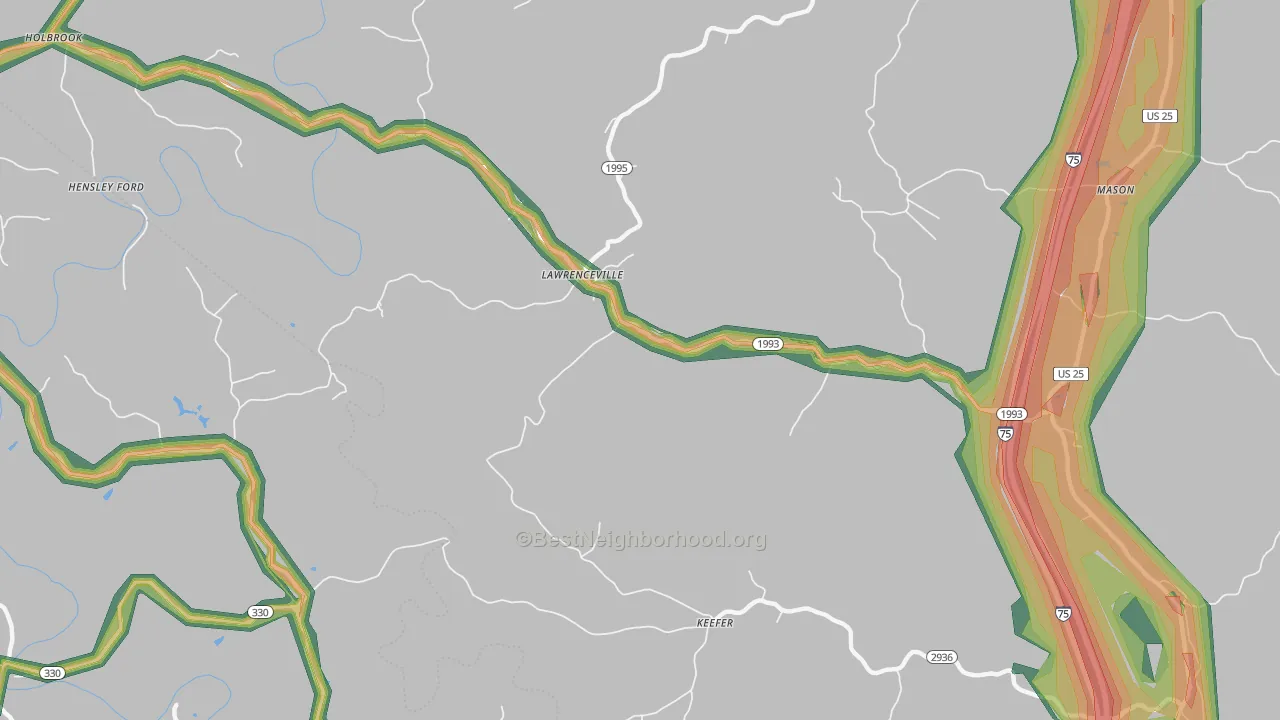 Lawrenceville, KY Map of Noise Levels in Lawrenceville