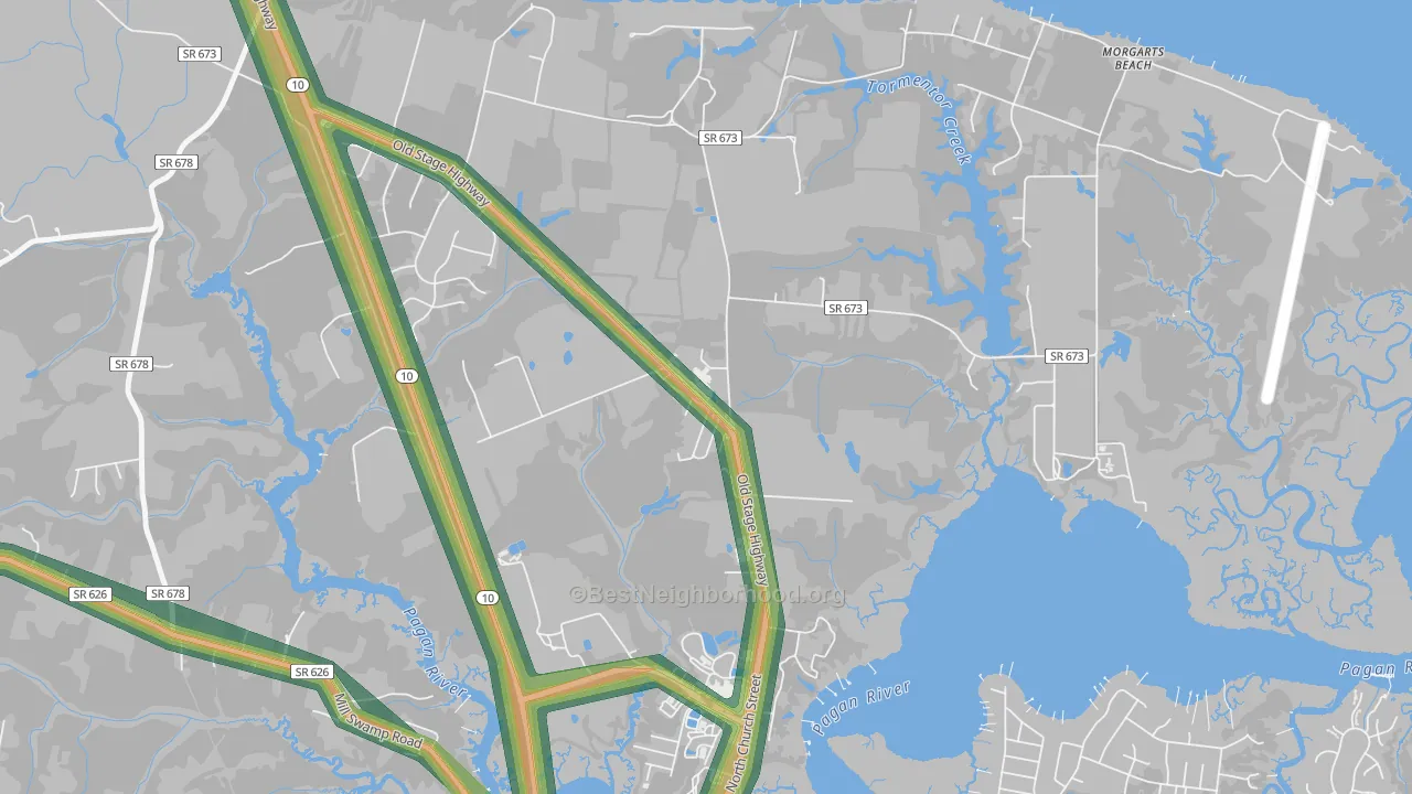 Lawson, VA Map of Noise Levels in Lawson
