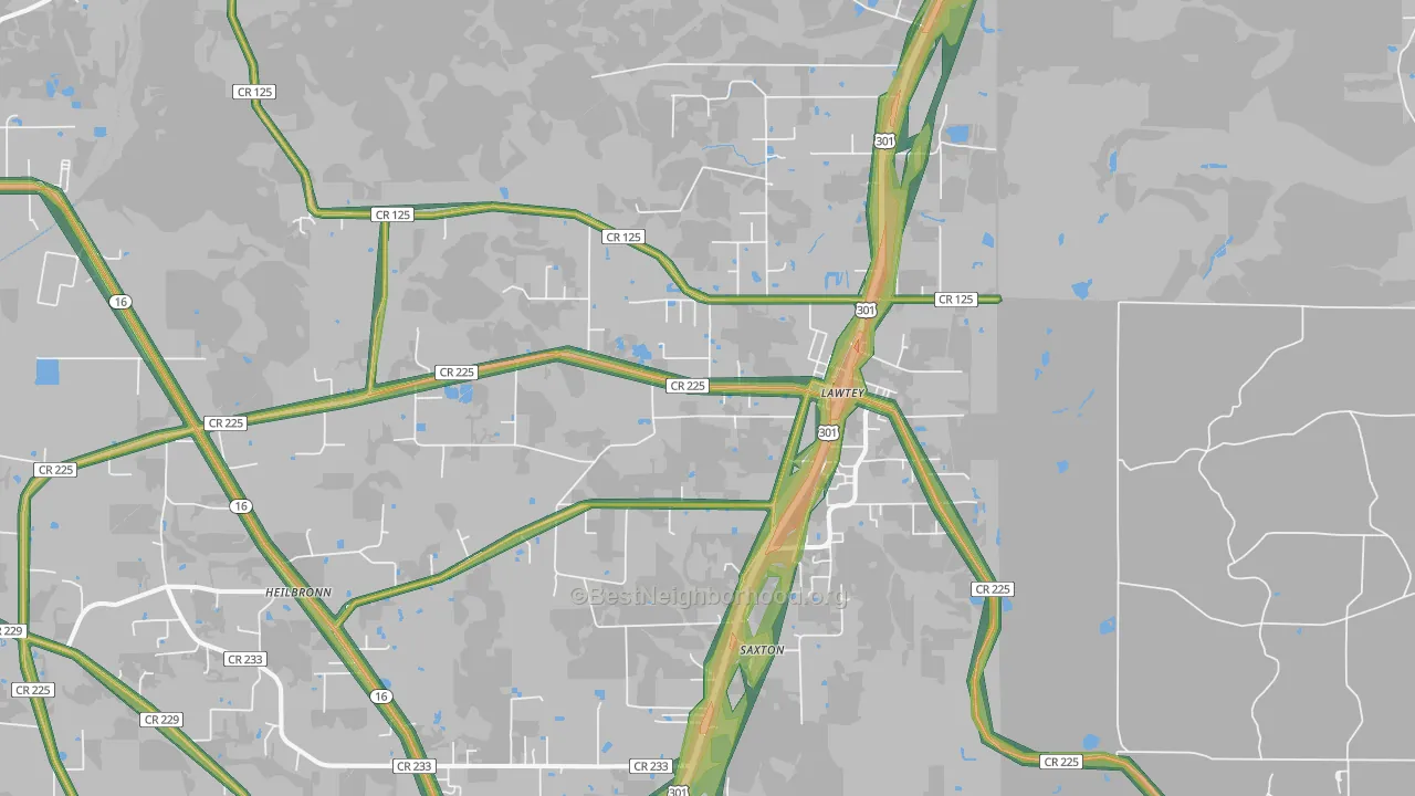 Lawtey, FL Map of Noise Levels in Lawtey