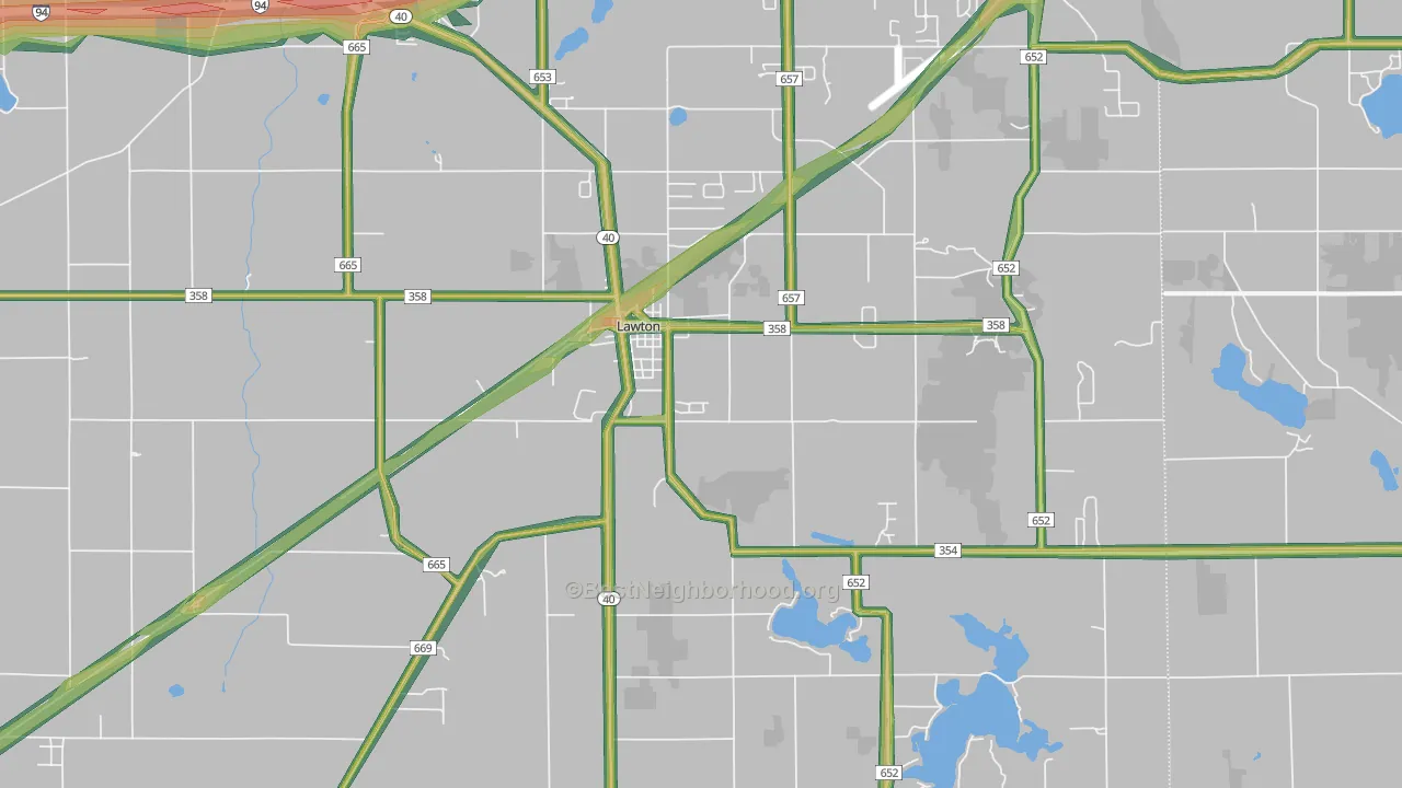 Lawton, MI Map of Noise Levels in Lawton