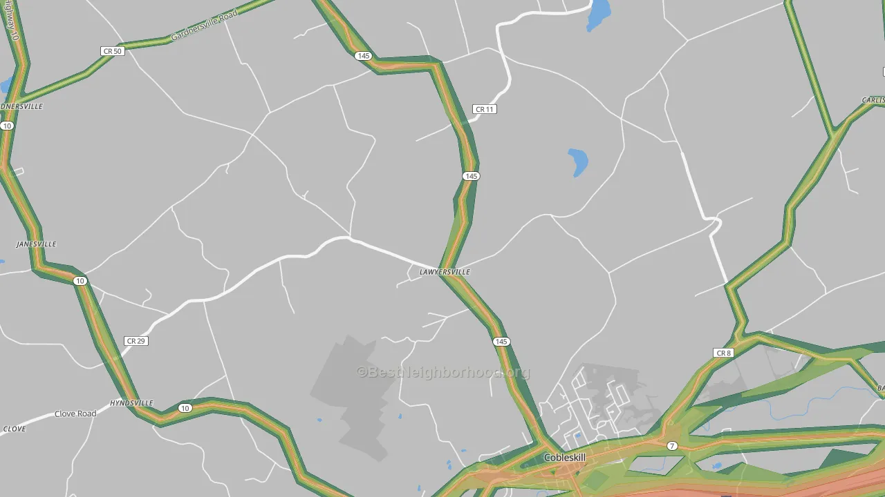 Lawyersville, NY Map of Noise Levels in Lawyersville