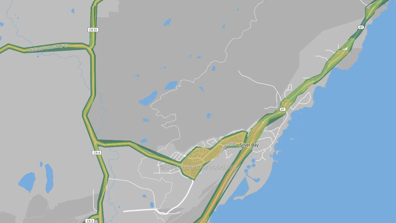Lax Lake, MN Map of Noise Levels in Lax Lake