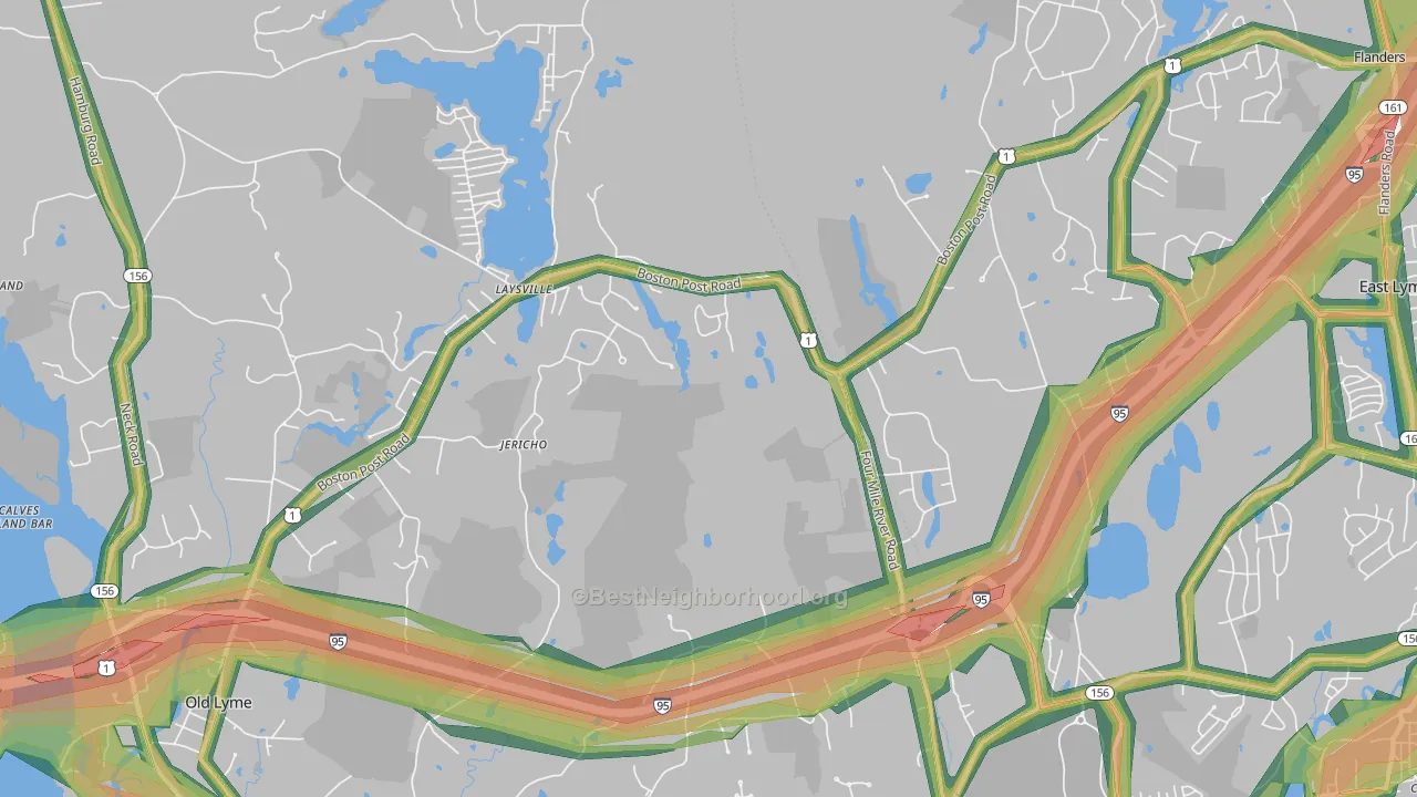 Laysville, CT Map of Noise Levels in Laysville