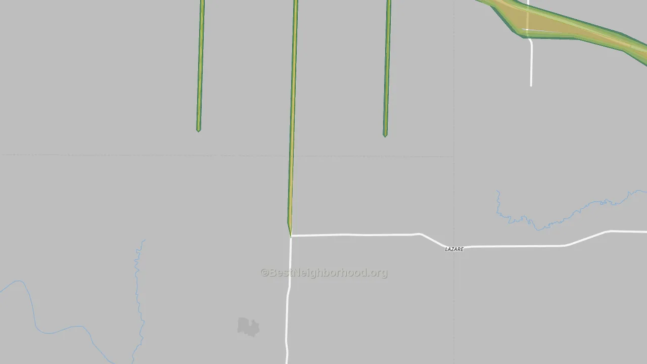 Lazare, TX Map of Noise Levels in Lazare