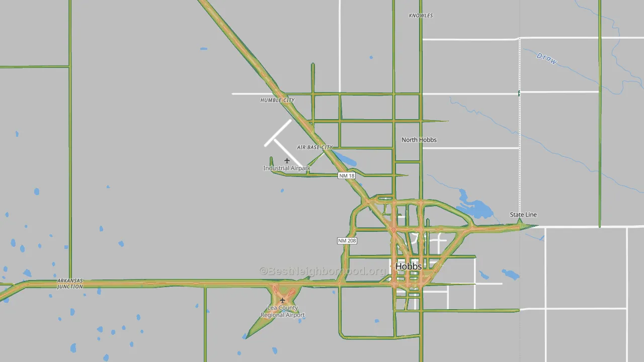 Lea County, NM Map of Noise Levels in Lea County