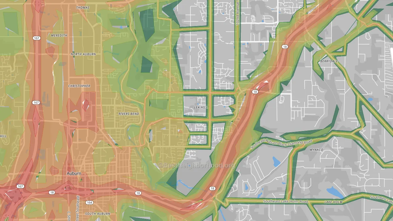 Lea Hill, Auburn, WA Map of Noise Levels in Lea Hill