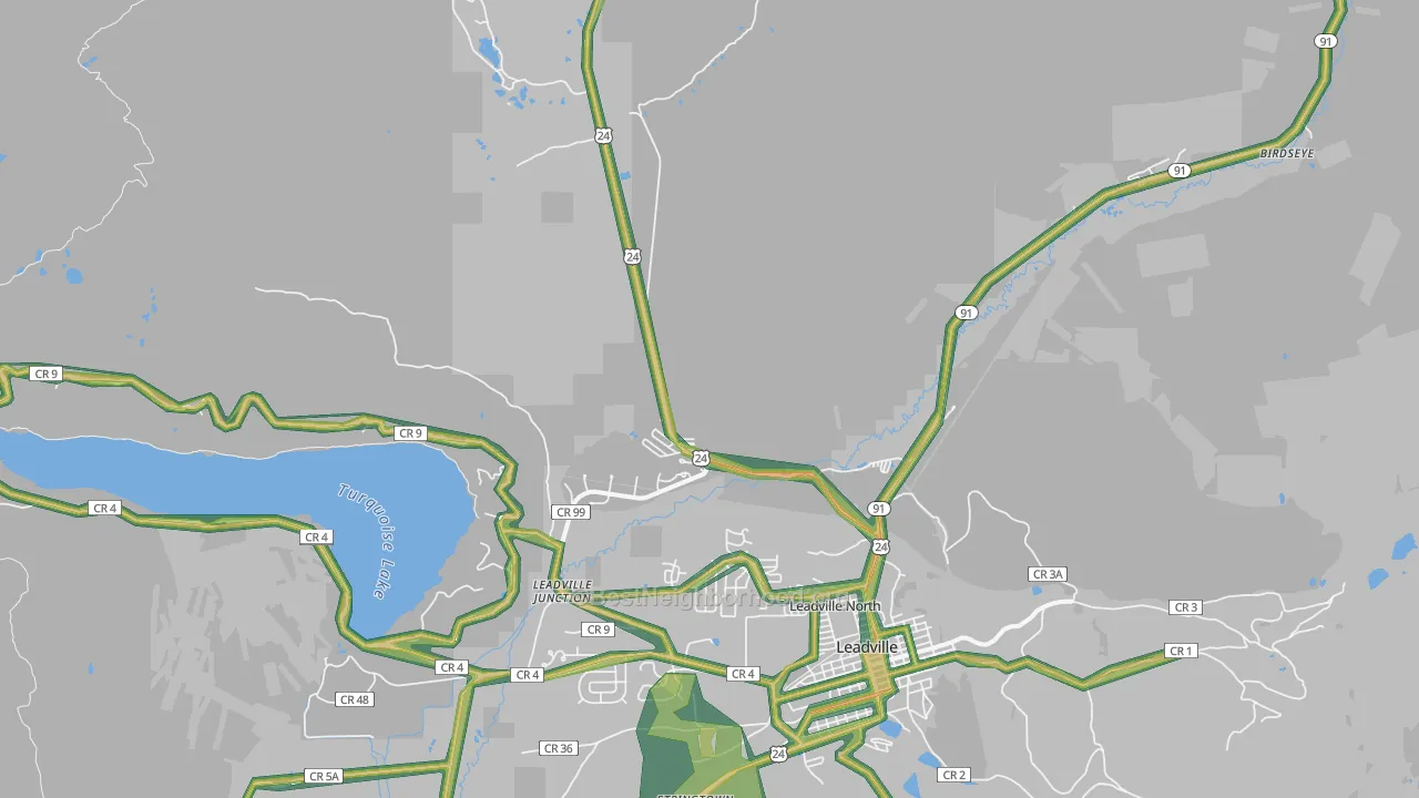 Leadville North, CO Map of Noise Levels in Leadville North