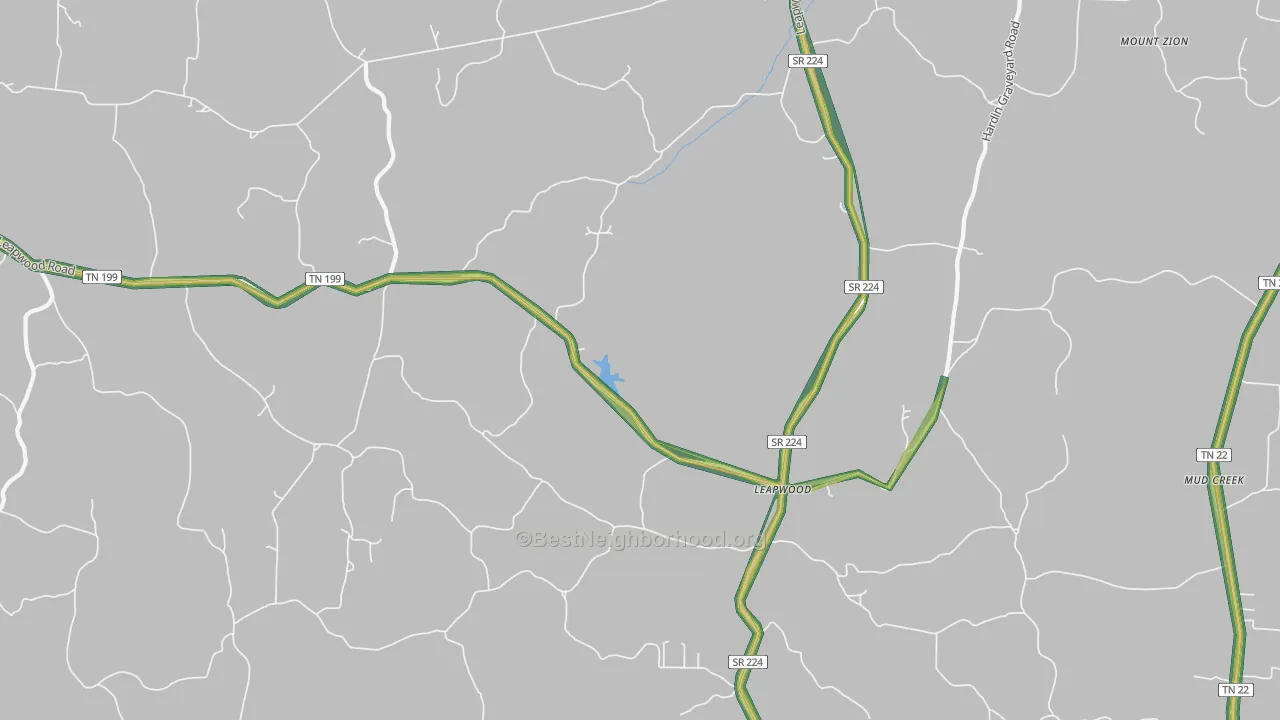 Leapwood, TN Map of Noise Levels in Leapwood