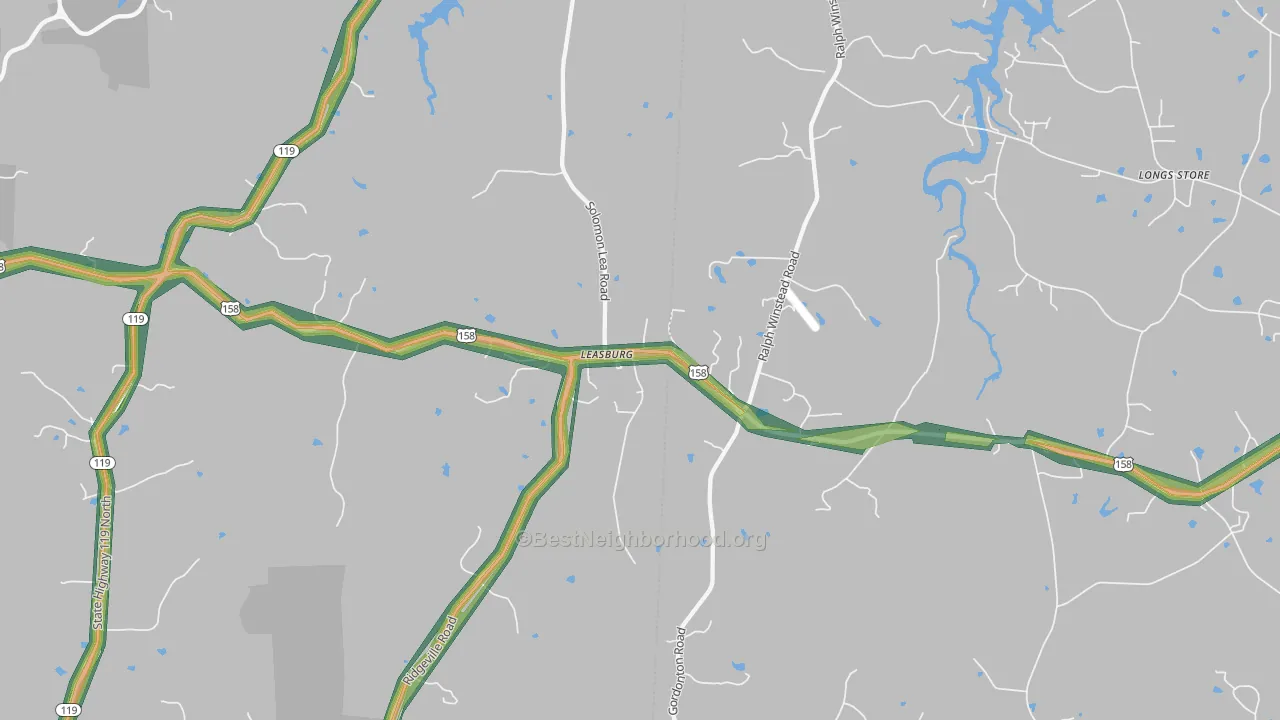 Leasburg, NC Map of Noise Levels in Leasburg