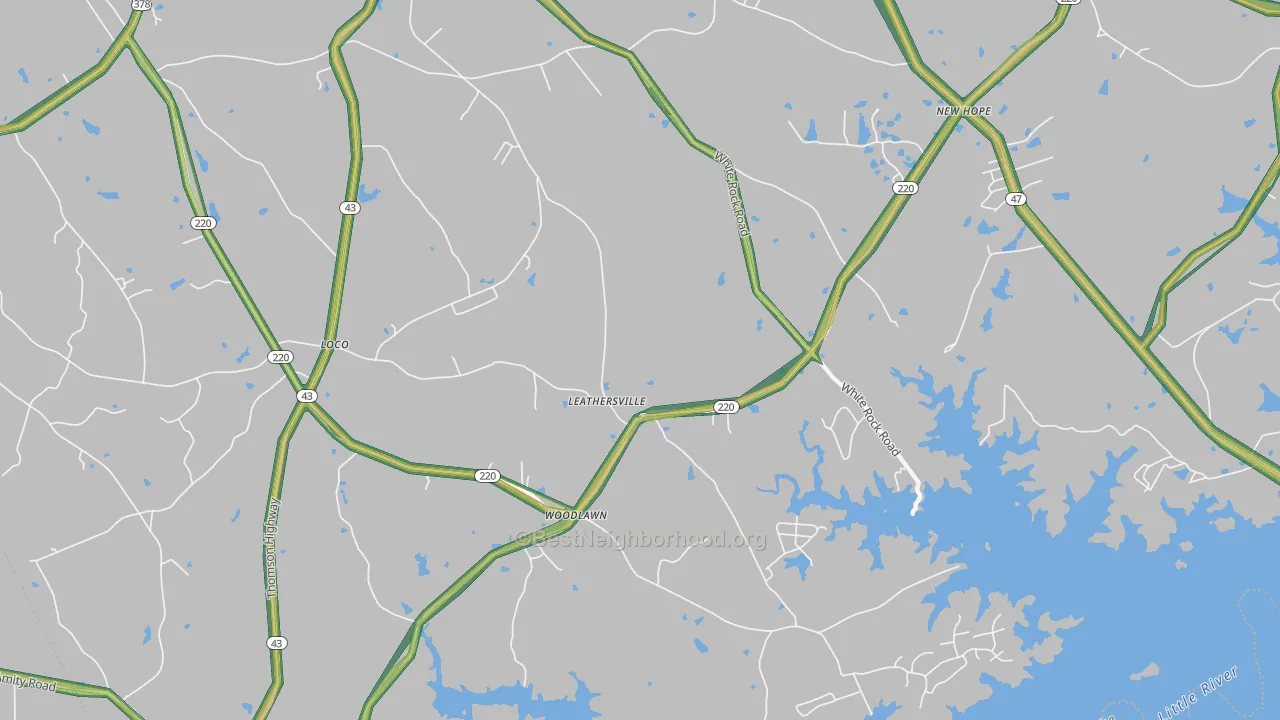 Leathersville, GA Map of Noise Levels in Leathersville