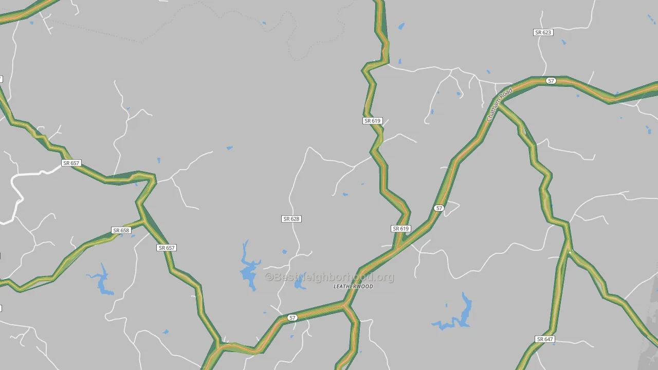 Leatherwood, VA Map of Noise Levels in Leatherwood