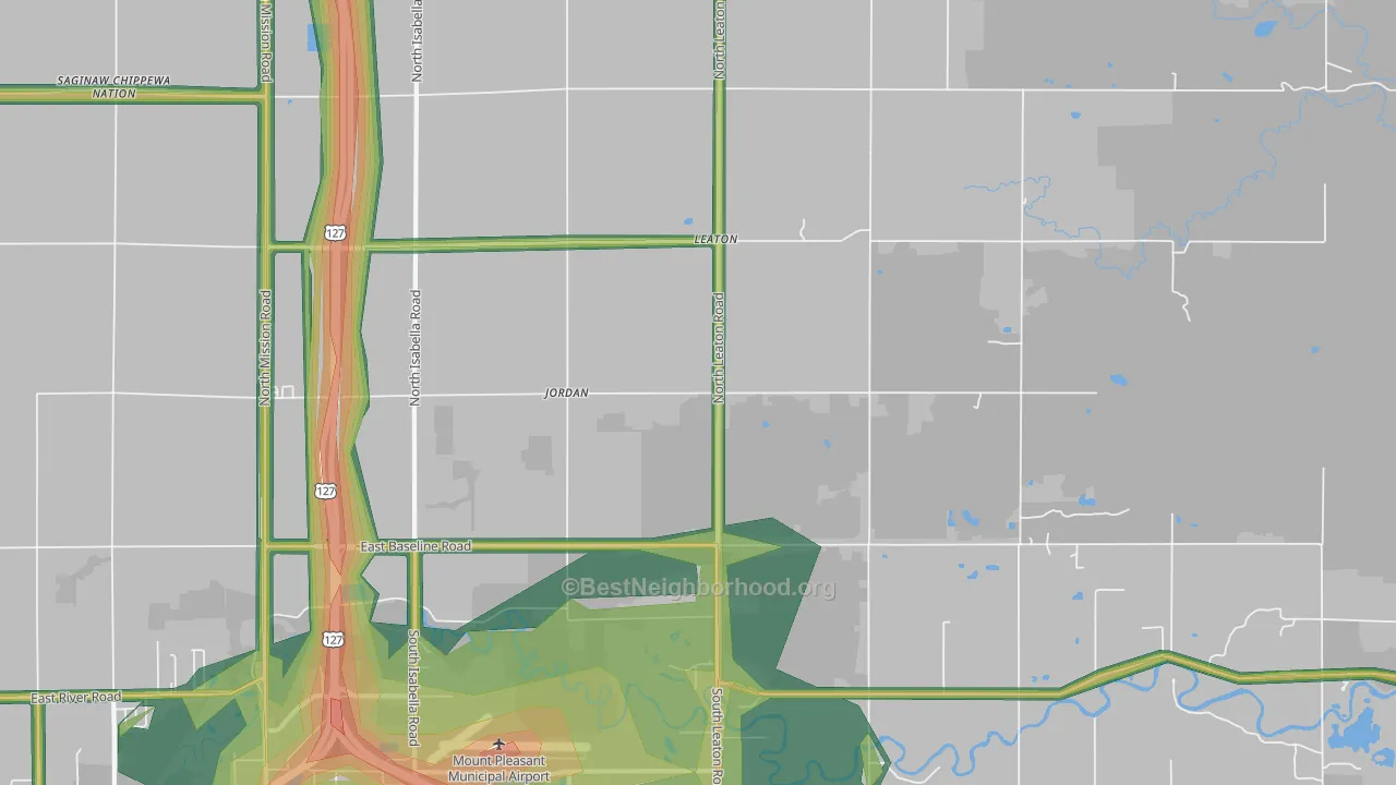 Leaton, MI Map of Noise Levels in Leaton